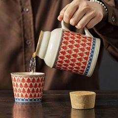 レトロな小さなポット家庭用蓋付きティーポット茶器セットオフィス大容量クリエイティブセラミック蒸し器カップ
