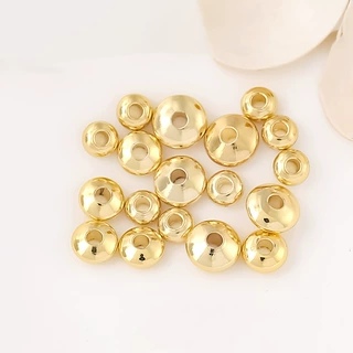 定制18K金算盘珠铜珠子光面飞碟珠diy手链隔珠手工串珠小金珠D123