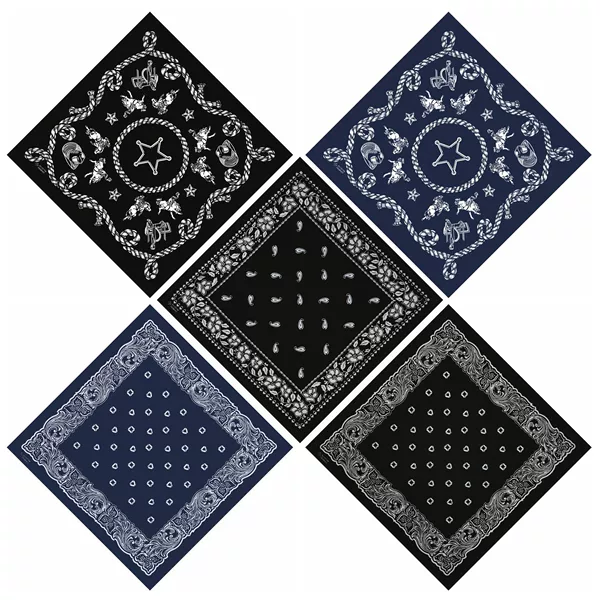 Cotton black navy blue printed square scarf outdoor cycling climbing hip hop decorative headscarf
