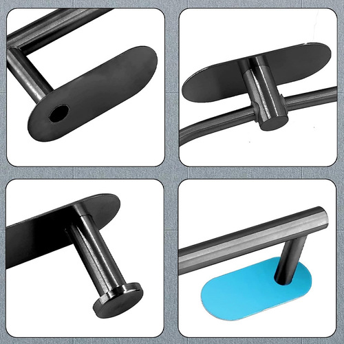 Bathroom Towel Rack 304 Stainless Steel Towel Bar Bathroom No-Nail Black Towel Rack Bathroom Hooks Set
