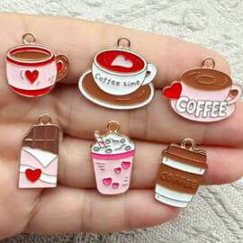 跨境新款 合金滴油咖啡系列吊坠 DIY饰品配件 Coffee挂件