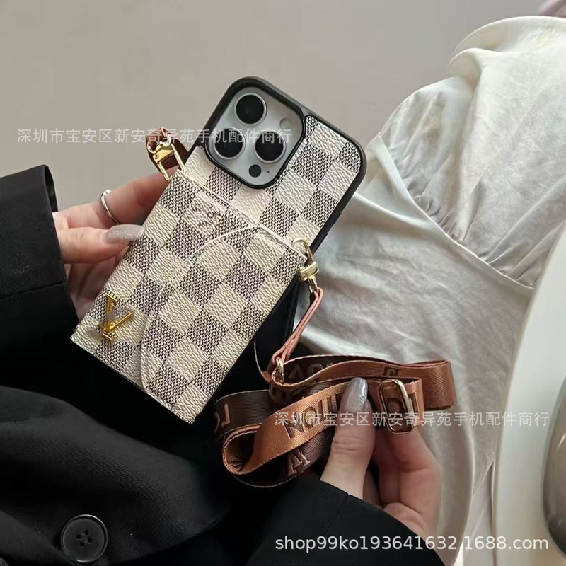 奢华卡包化妆镜挂绳跨境爆款适用iPhone17Promax电镀苹果16手机壳|undefined