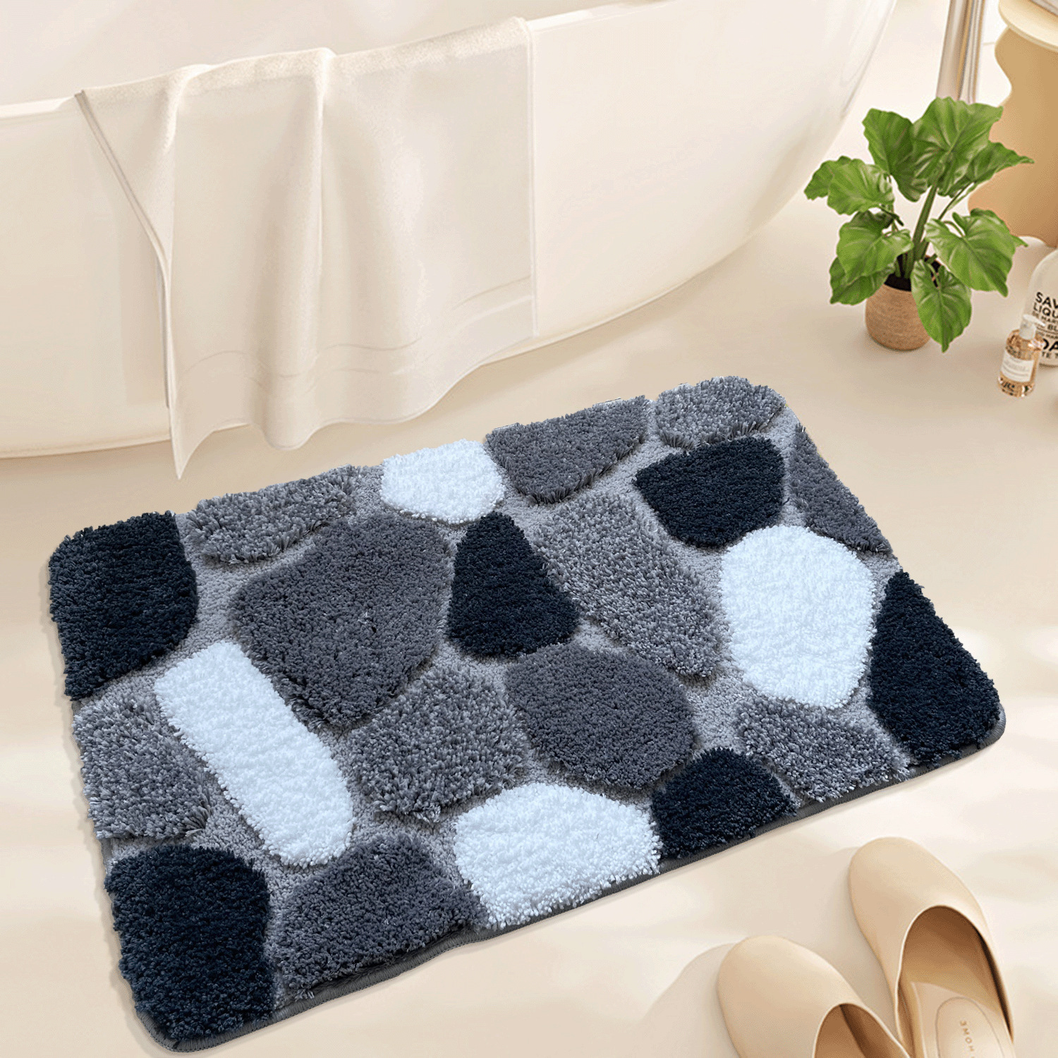 Inodoro esterilla semicircular cuadrilátero pastoral esterilla de baño esterilla de suelo absorción de agua esterilla de piso de uso repetido