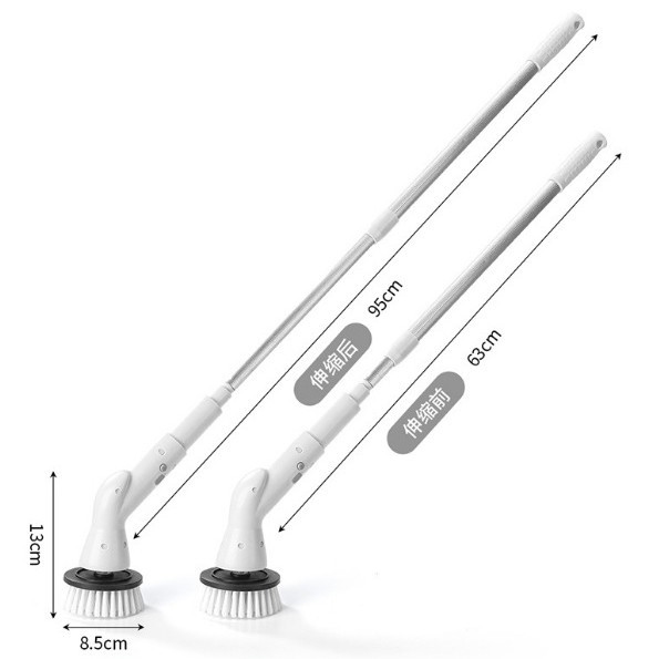 Y cepillo de limpieza eléctrico multifuncional inalámbrico para baño, mango largo de mano, limpieza telescópica giratoria automática, cepillo para baño