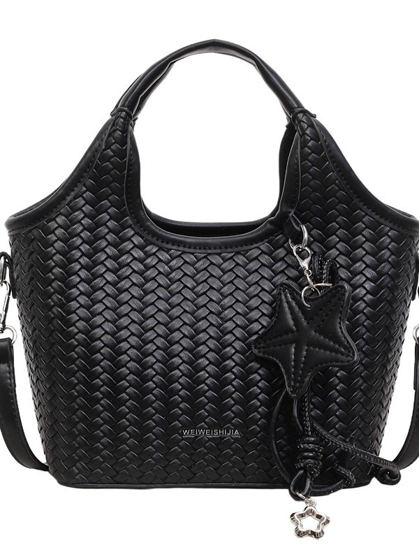Ventas calientes nuevas bolsas de cubo retro de gran capacidad de moda tejida canasta de verduras bolsa de mano de viaje de hombro