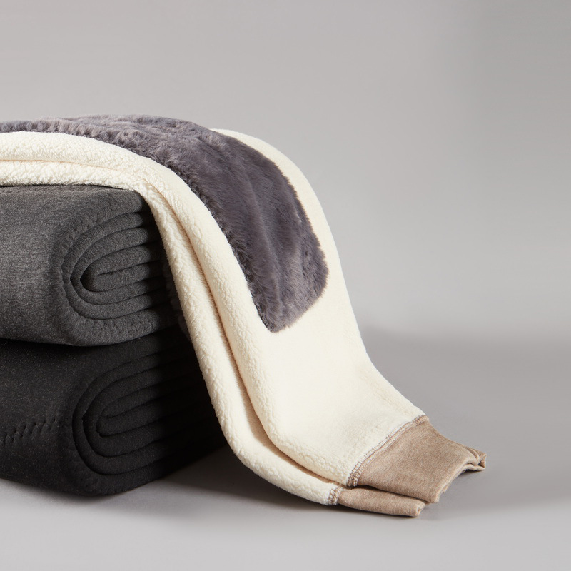 Cross-border manufacturer wholesale men's thermal pants, fleece-lined and thickened, winter three-layer cotton pants, high-waisted lamb fleece base layer pants