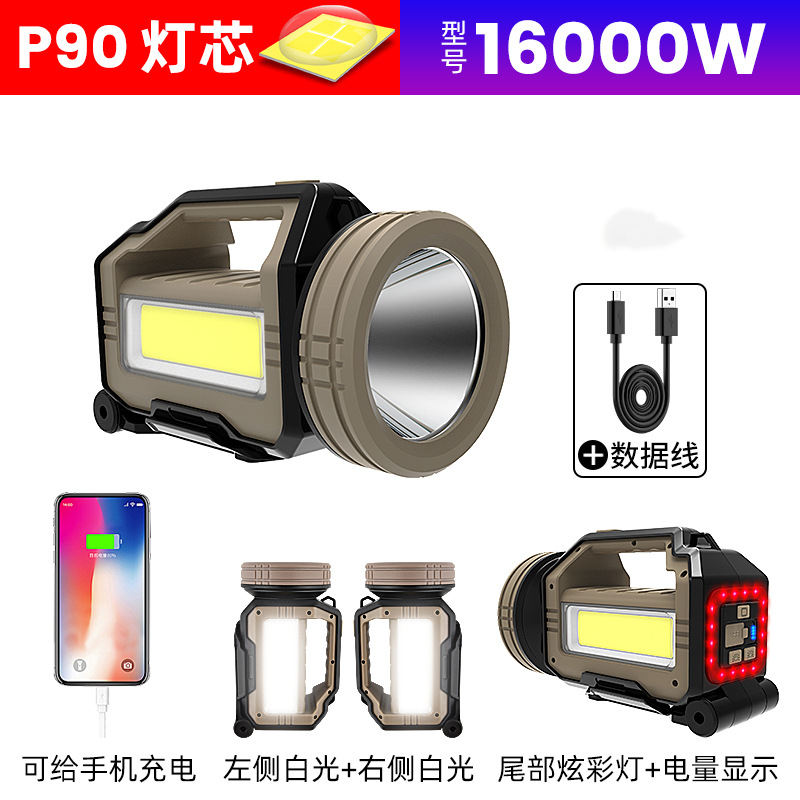 Transfronterizo nuevo P90 luz fuerte lámpara portátil multi-ángulo ajustable carga camping lámpara al aire libre multifuncional reflector