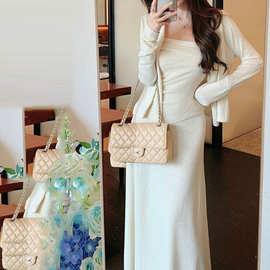 巨好看的早秋漂亮韩系小套装清冷富家千金穿搭气质连衣裙子女秋季