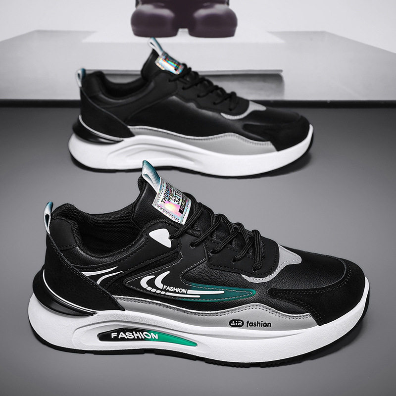 Giày thể thao nam da PU chống nước kiểu sneaker đế mềm chống trơn trượt — D291 màu trắng, D291 màu xám, D291 màu đen