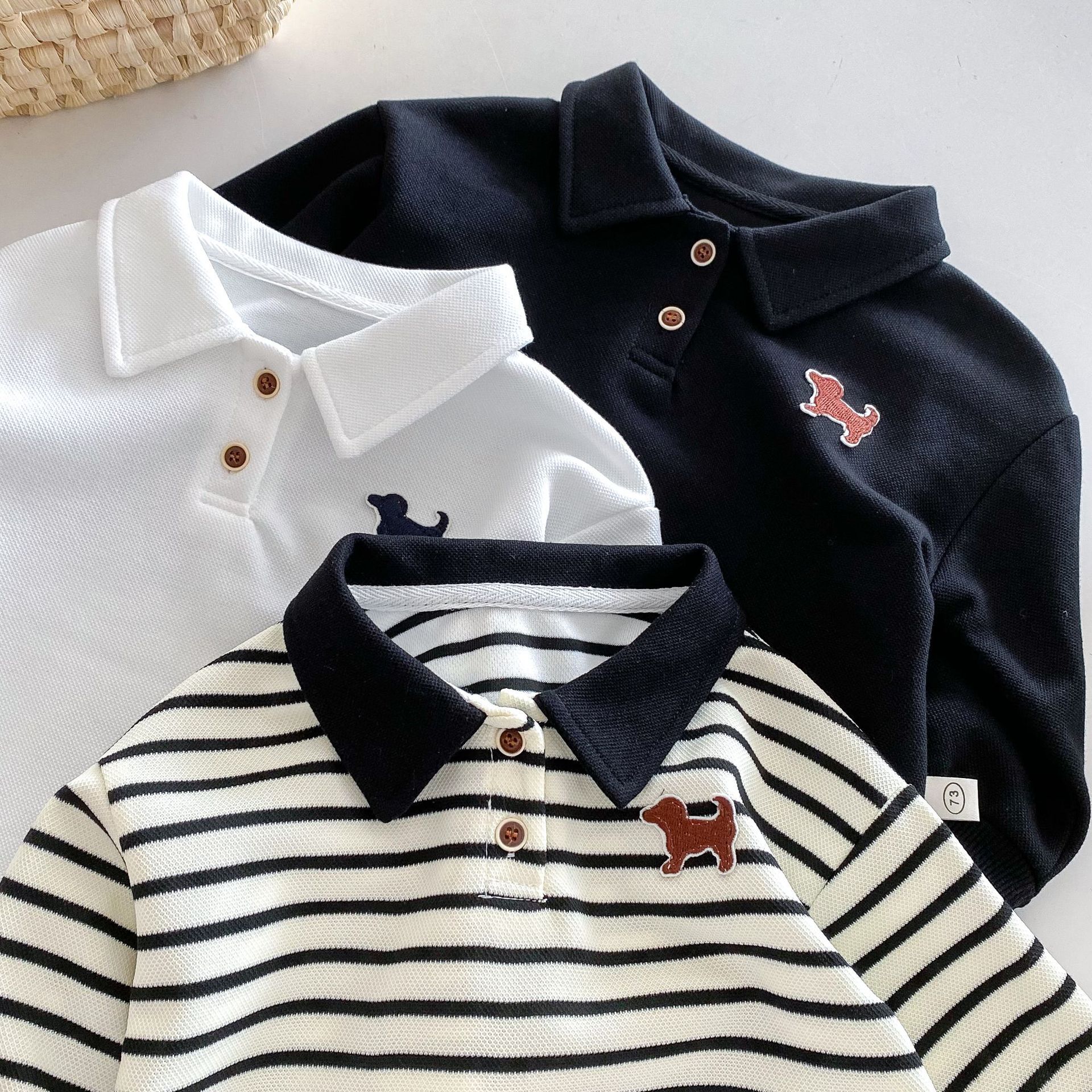 子供ファッションpoloシャツ0-5歳秋の韓国子供服男の子ストライプのボトムシャツ赤ちゃん秋服ファッションAY526