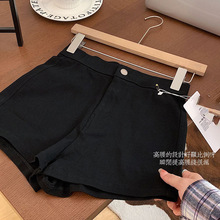CHUU美式辣妹热裤高腰热裤紧身显瘦包臀性感五分短裤女外穿黑色