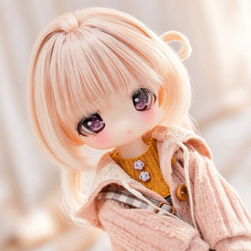 Парик для BJD-куклы короткие волосы боб розовый грейпфрут 3 4 6 частей