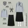 Long-sleeve, long skirt, bow tie, badge, JK style (Japanese school style)