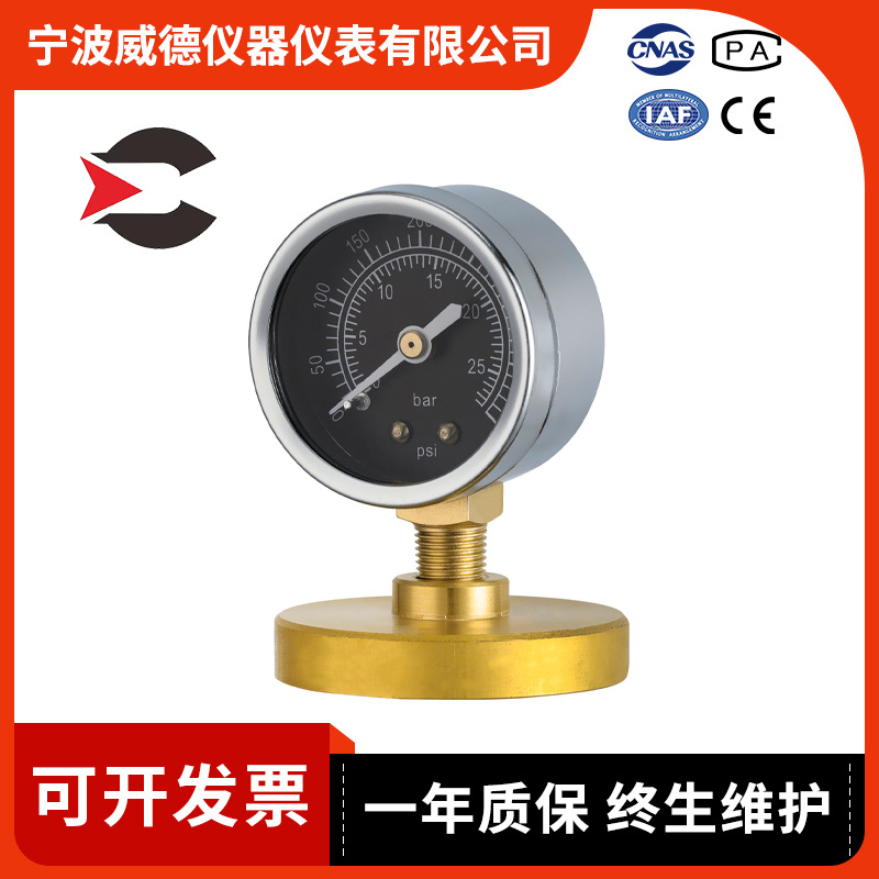 加工定制精密指针式压力表  直立式指针压力表 Y40铁壳镀铬压力表