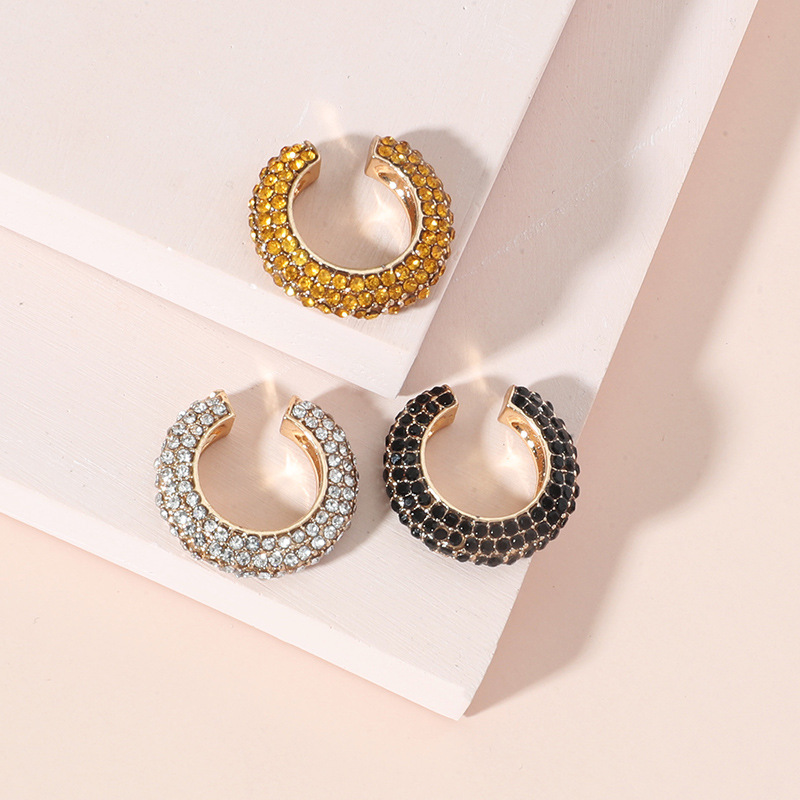 Fashion C Shape Diamond Alloy Artificial Gemstones Earrings display picture 9