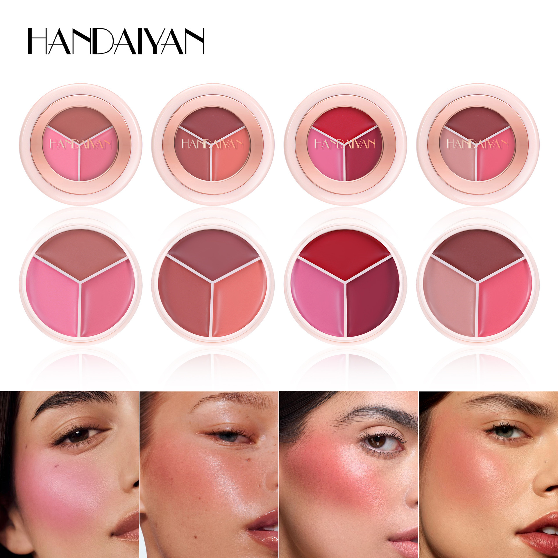 Blush transfronterizo natural mate impermeable blush barro HANDAIYAN blush crema carmín blush