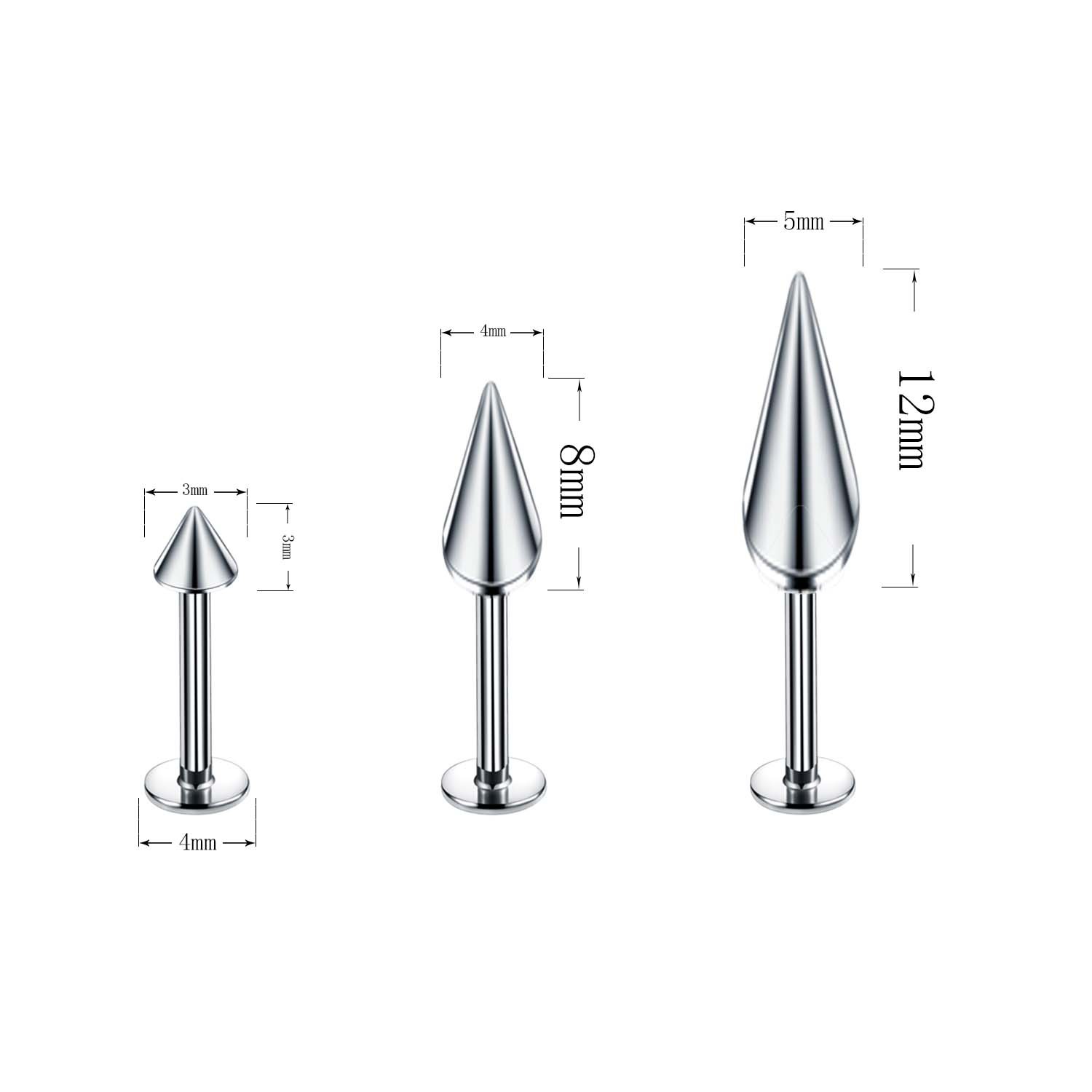 Fashion Rhombus Conical Stainless Steel lip stud 1 Piece