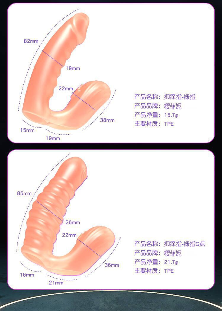 Vibrating Finger Sleeve Anal Stimulation Toy with Textured Threaded Surface — detail image 2