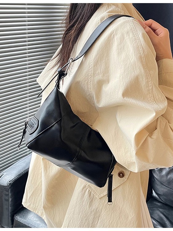 酷拽女孩小众设计款皮质拉链单肩手提腋下包包复古欧美2025新款包|undefined