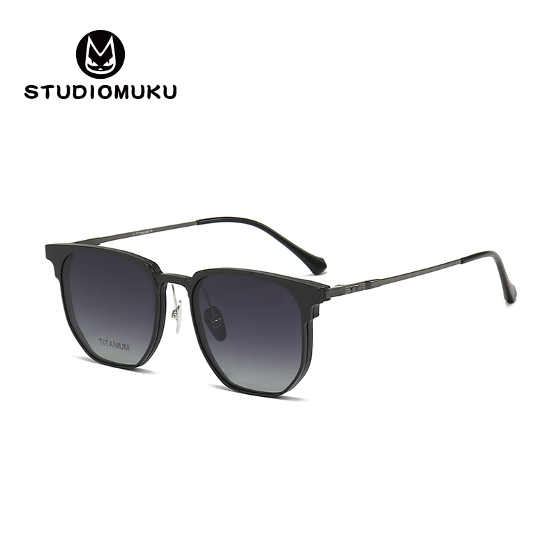 STUDIOMUKU gafas de madera cool, marco de gafas de aluminio puro, marco de gafas de estilo americano único y sofisticado.