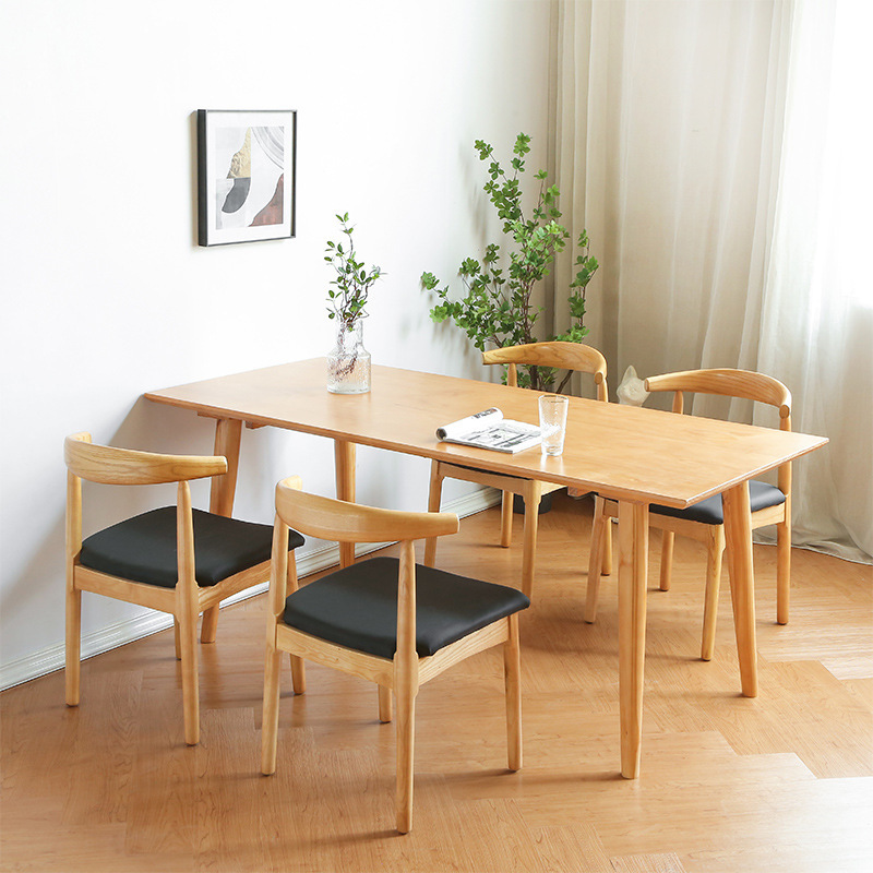 Modern Simple All Solid Wood Dining Table and Chair Combination Household Small Apartment Rectangular Table Rental Room Affordable Dining Table