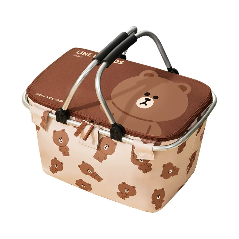 LINE FRIENDS Набор пикниковой корзины весенний выезд складная корзина для хранения на открытом воздухе пикник утепленная кемпинг портативная корзина для пикника