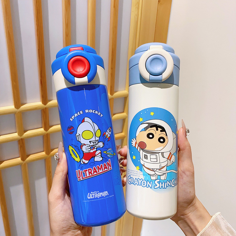 Authentic Authorized Ip Cartoon Thermos Cup Satchel Student Cup Can Be Placed in School Bag Straw Cup 316 Stainless Steel Water Cup