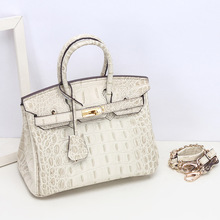 外贸新款大气真皮铂金包鳄鱼背骨纹手提包时尚单肩斜跨包女士大包
