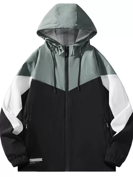 Main foreign trade new spring outdoor sports leisure single coat hooded breathable wear-resistant jacket embroidered color matching coat