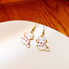 Creative new earrings cartoon cute black and white love cat drip oil earrings fun small animal jewelry 9035