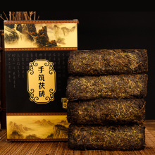 黑茶批发湖南黑茶安化黑茶手筑茯茶砖金花黑茶叶礼盒1kg陈年天茯