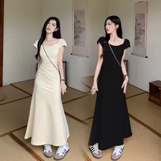 韩系温柔风甜美鱼骨包臀长裙感法式掐腰连衣裙女夏季2026新款