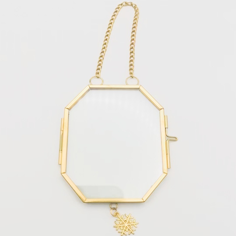 European and American Retro Picture Frame Antique Metal Octagon Simple Photo Frame Glass Plant Specimen Frame Painting Clip Metal Photo Frame