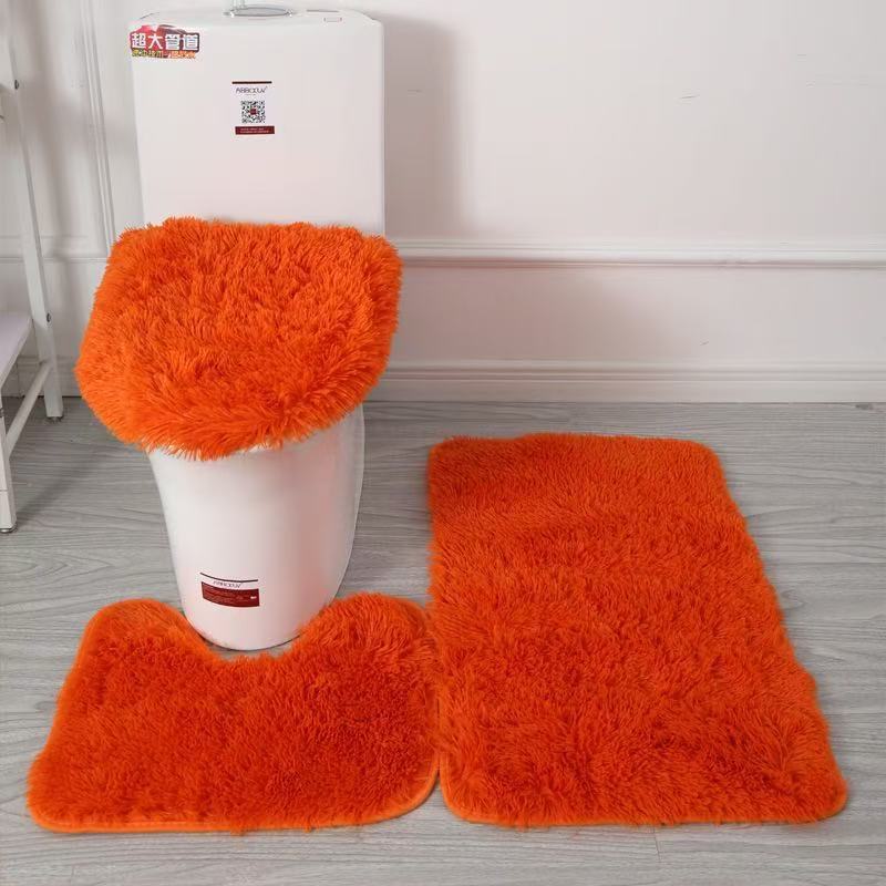 Grenzüberschreitendes Dropshipping: Dreiteiliges Set aus Seidenwolle-Toilettenteppich, rutschfest, für Bad, Küche und Eingangsbereich, wasserabsorbierend_voghion.com