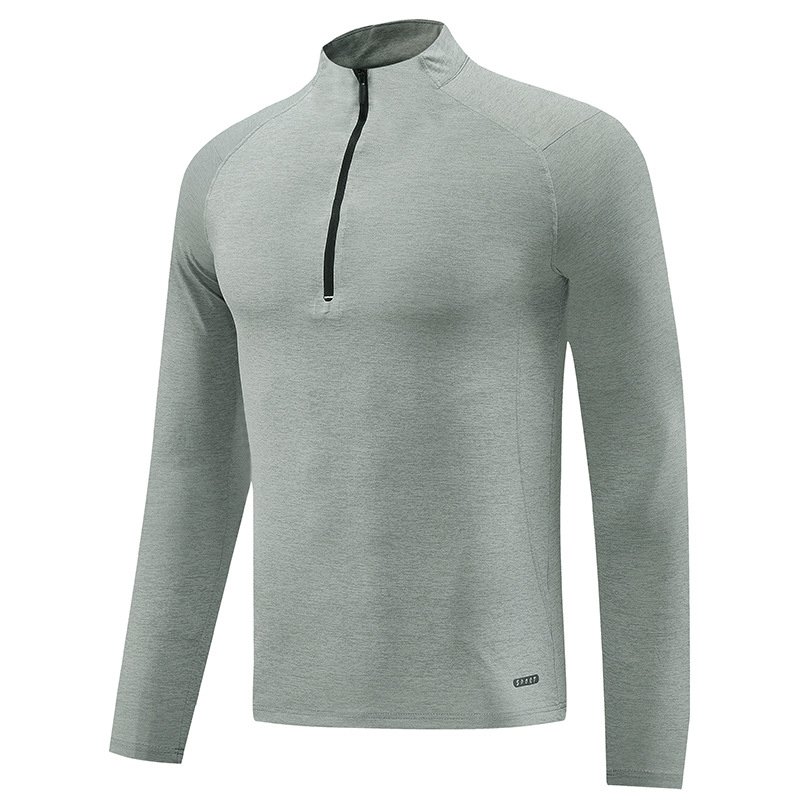 Comercio exterior transfronterizo semi-cremallera de cuello vertical camiseta de hombre camiseta legging de mangas largas acondicionamiento físico correr elástico chaqueta de secado rápido