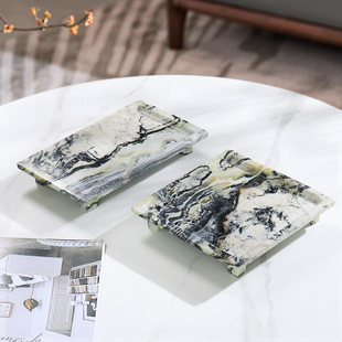 Natural Marble Fruit Plate Soft Decorations Nordic Living Room Hotel Model Room Home Storage Tray Decoration