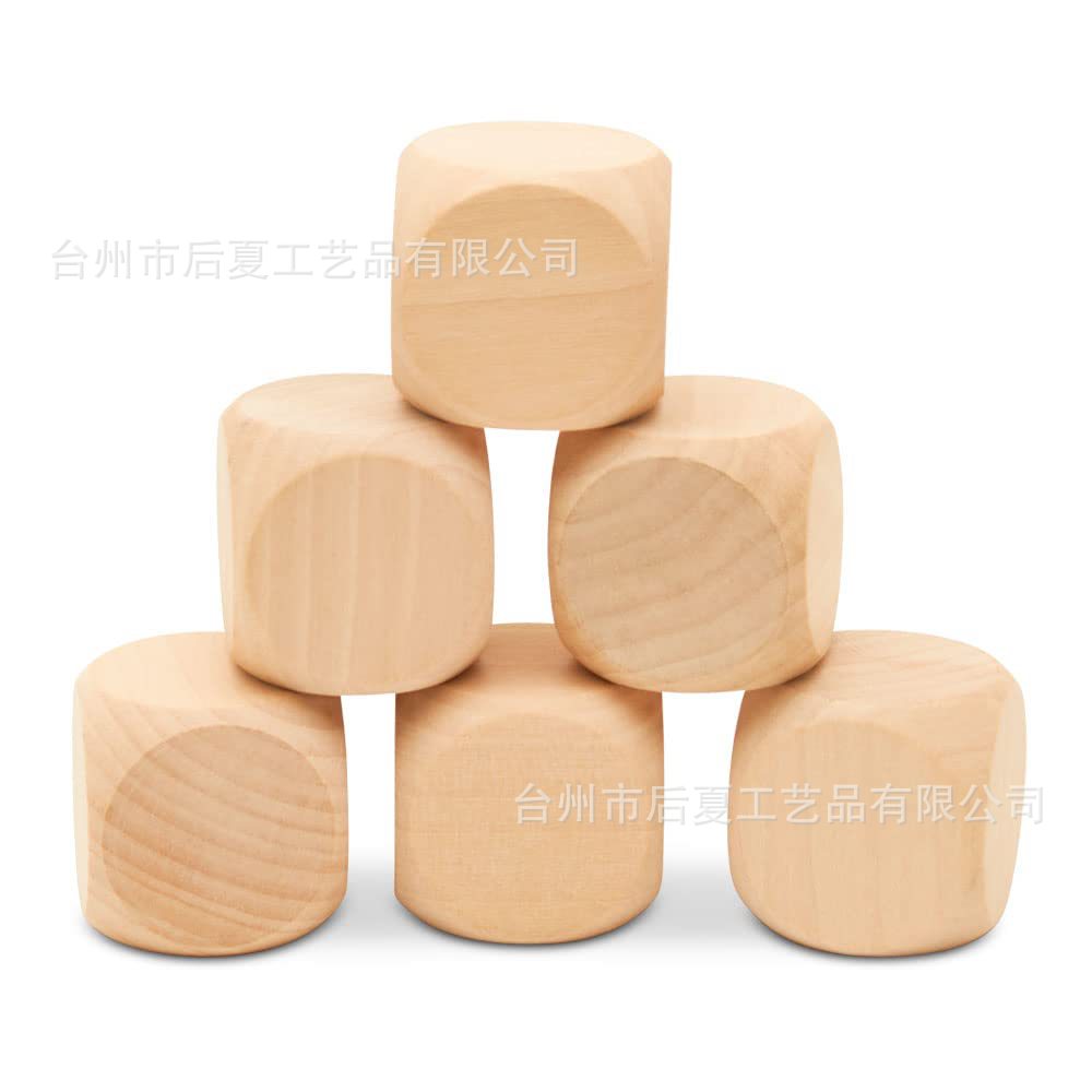 跨境空白圆角荷木骰子色子游戏骰子 创意DIY点数麻将木质雕刻骰子