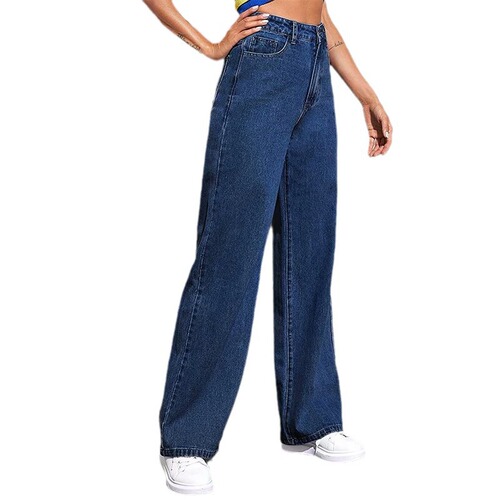 Amazon AliExpress Women's Denim Jeans High-Waisted Tapered Straight Leg Blue Jeans Best Selling
