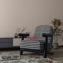 GQ意式网红创意简约轻奢休闲设计师沙发椅极简客厅千鸟格单人沙发