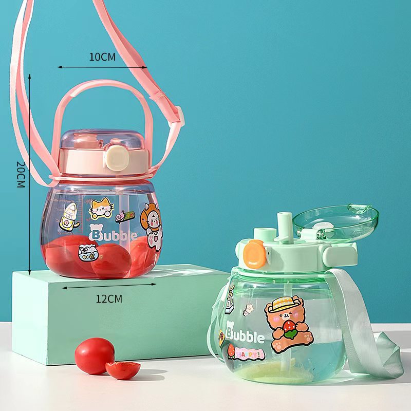 Qitong nueva taza de agua para que los niños vayan a la escuela 1000ml taza de paja de gran capacidad portátil taza de vientre grande para estudiantes en la temporada escolar