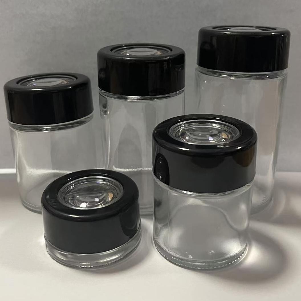 放大镜安全盖玻璃瓶，7g，9g，1，2，3，4oz安全盖玻璃瓶