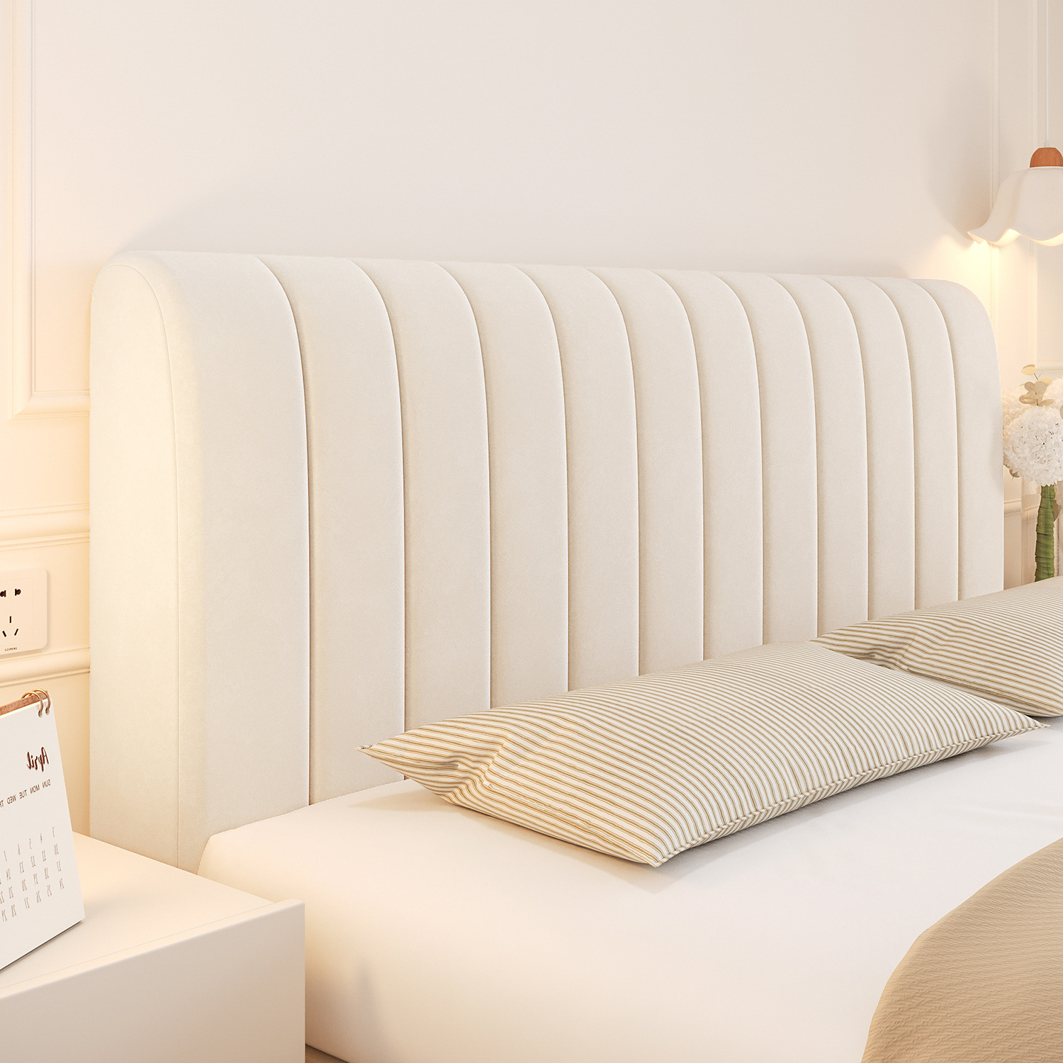 Hielo látex cubierta de cabecera de cama de madera respaldo engrosado paquete blando todo incluido transformación general cubierta a prueba de polvo 2025 nuevo verano