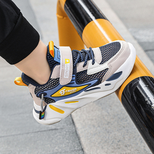Boys' Shoes Summer Single Mesh Breathable Medium and Large Children Lightweight Mesh Shoes Spring and Autumn Children's Sports Shoes