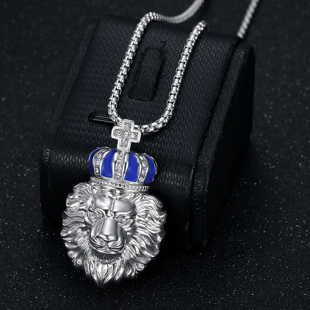 1 Piece Quantity Party, Street Occasion Hip-Hop Lion Crown Titanium Steel Enamel Plating Rhinestones 18K Gold Plated Men's