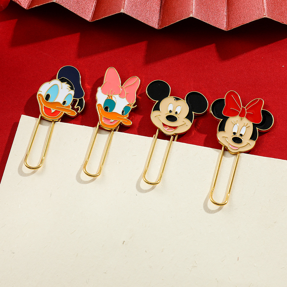 Marcadores de metal creativos exquisitos Mickey Minnie clips bookshelf marcadores de Donald para estudiantes exquisitos marcadores