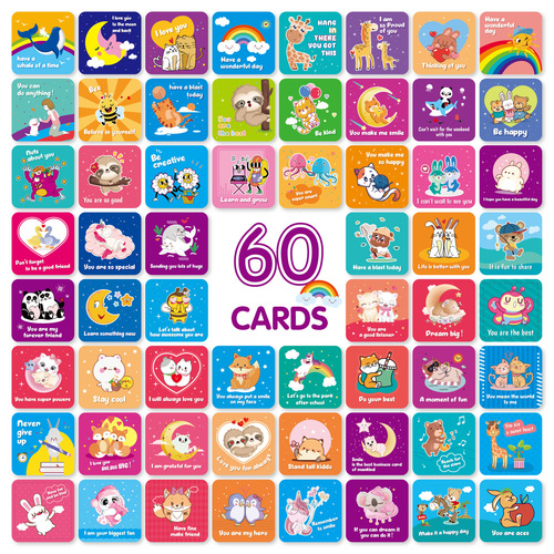 Cross-border 60 children's lunch box notes, cute inspirational cards and thinking cards, fun lunch box encouragement cards