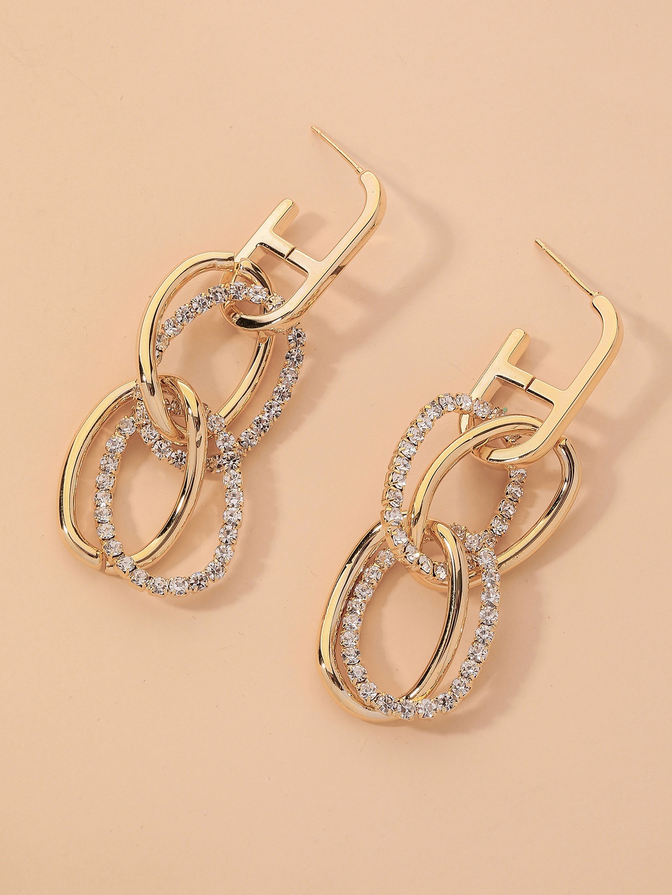 Fashion Multi-layer Geometric Inlaid Rhinestone Earrings display picture 7