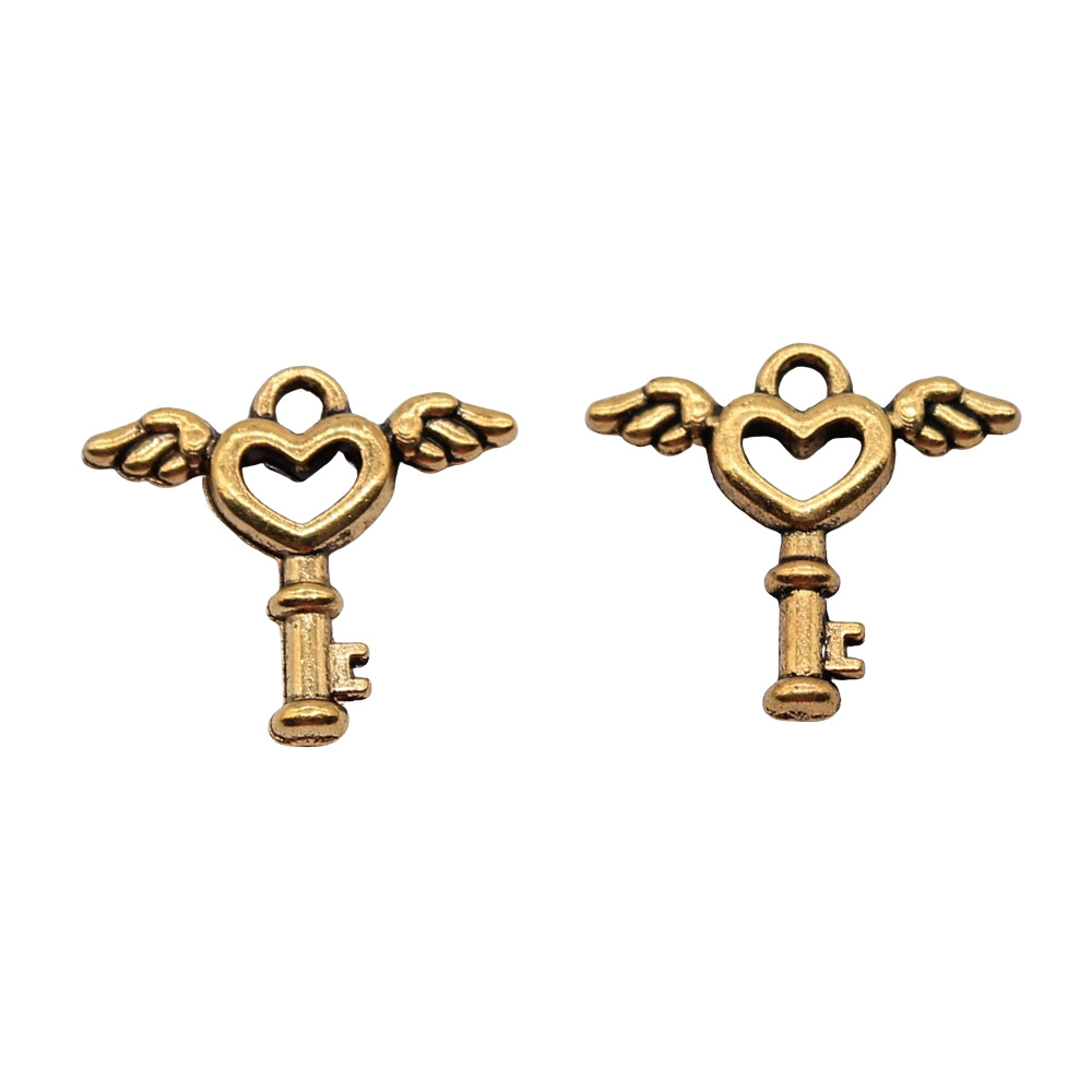 1g Weight Pendant Jewelry Making Type DIY Jewelry Accessories Classification 1 Piece Quantity Alloy Material Heart Shape, Wings, Key Pattern Plating Design Retro Style 1 Piece Alloy Heart Shape Wings Key Pendant 7