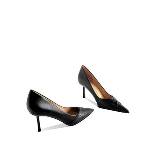 Genuine Leather High Heels Women's Stiletto Heels 2025 New Black Professional Pointed Toe Design Niche Elegant Ladies Shoes Spring