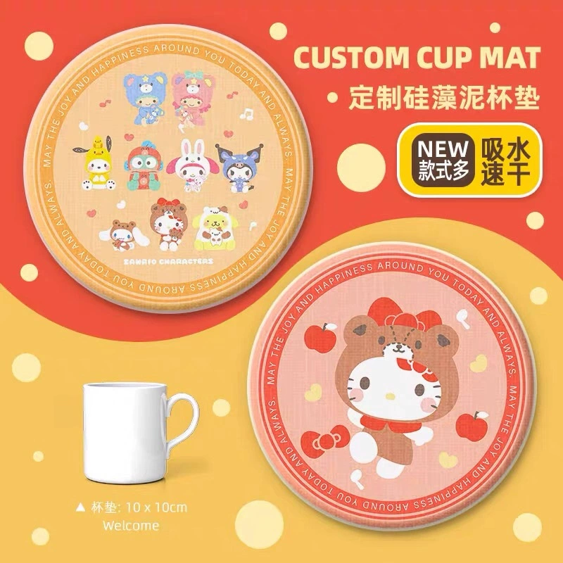 Санио впитывающая подложка-коастер Hello Kitty диатомитная грязевая неприятная рыбная мыло-подложка Kuromi зубная щетка-пад Melody мыло коробка твердый